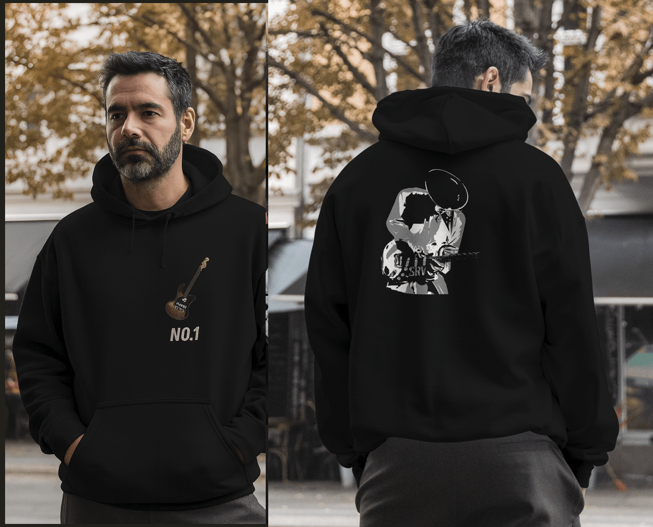 Blues Star SRV Hoodie - Music Lover Gift for Guitarists