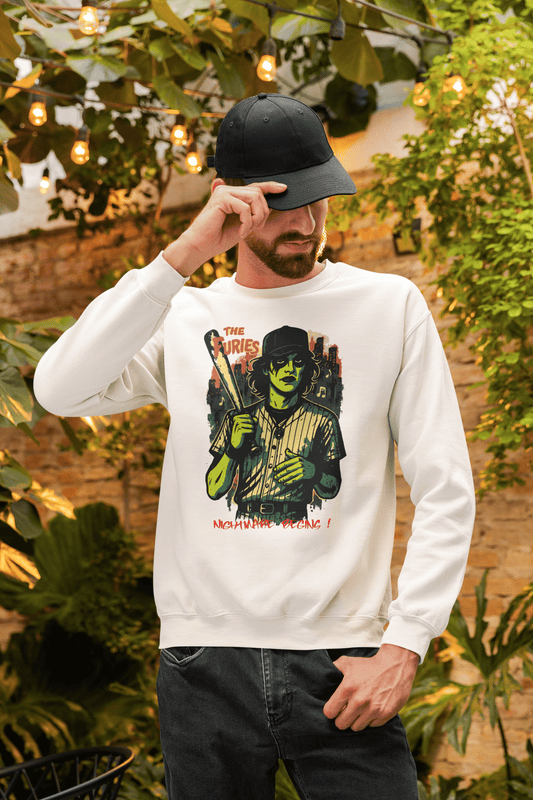 Creepy vintage sweatshirt with Halloween The Furies movie design and spooky graphics