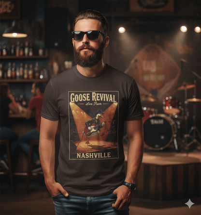 Vintage Goose Revival Nashville concert t-shirt with music festival tour design