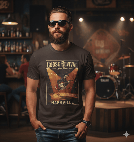 Vintage Goose Revival Nashville concert t-shirt with music festival tour design