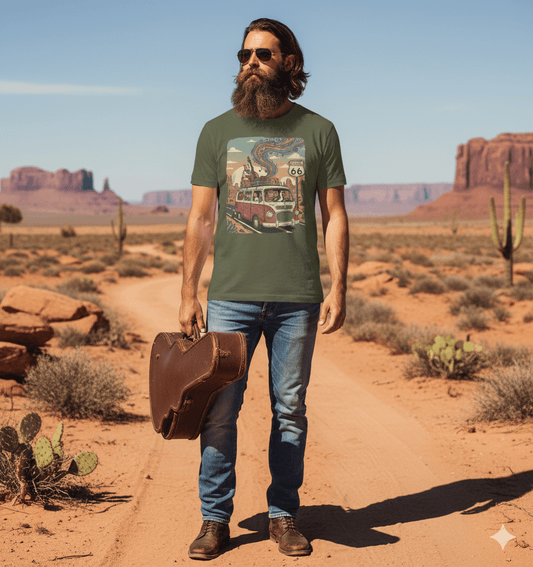 Vintage road trip t-shirt with adventure travel and summer journey design