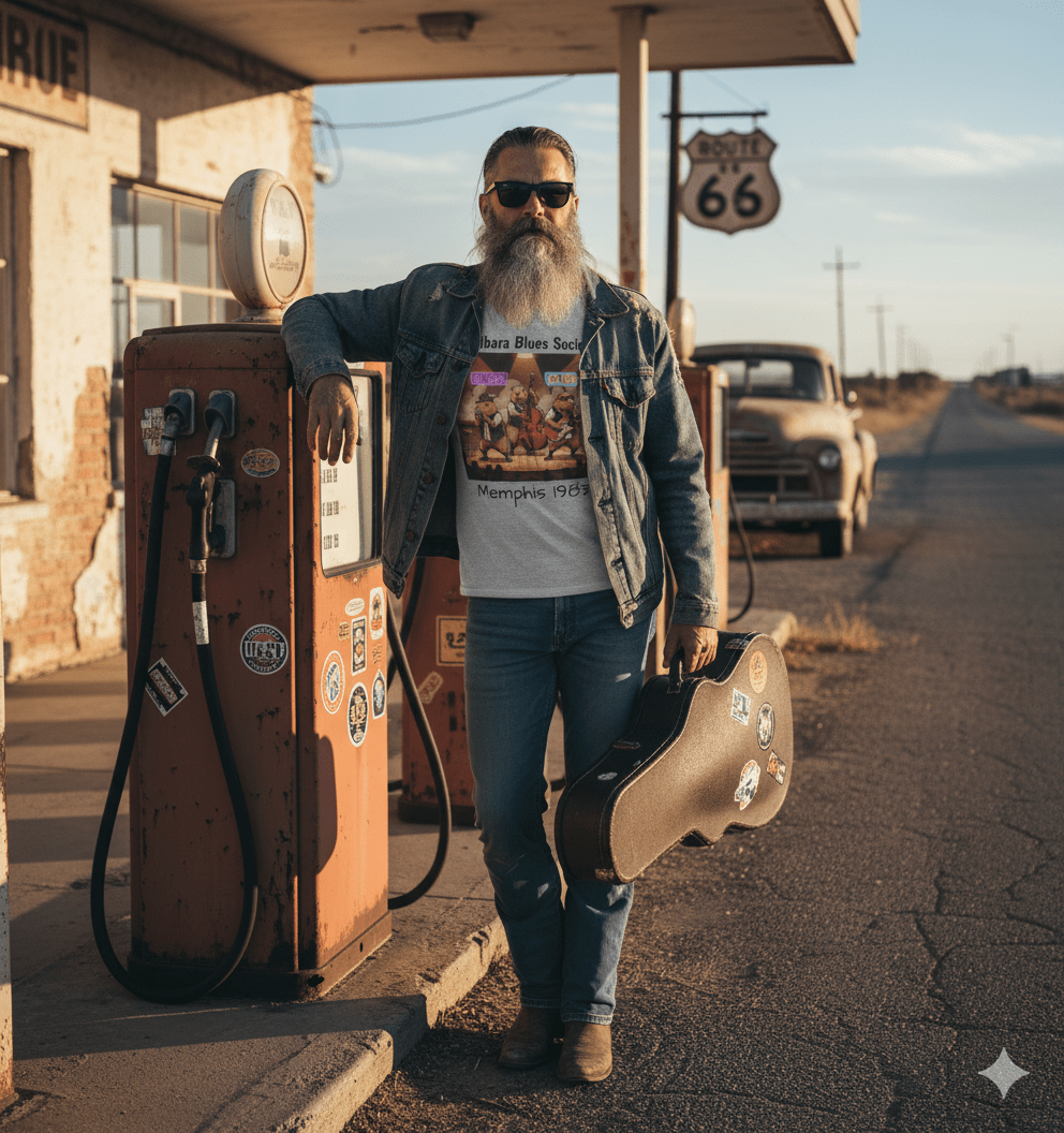 Capybara Blues Society retro t-shirt with cute capybara playing blues music design