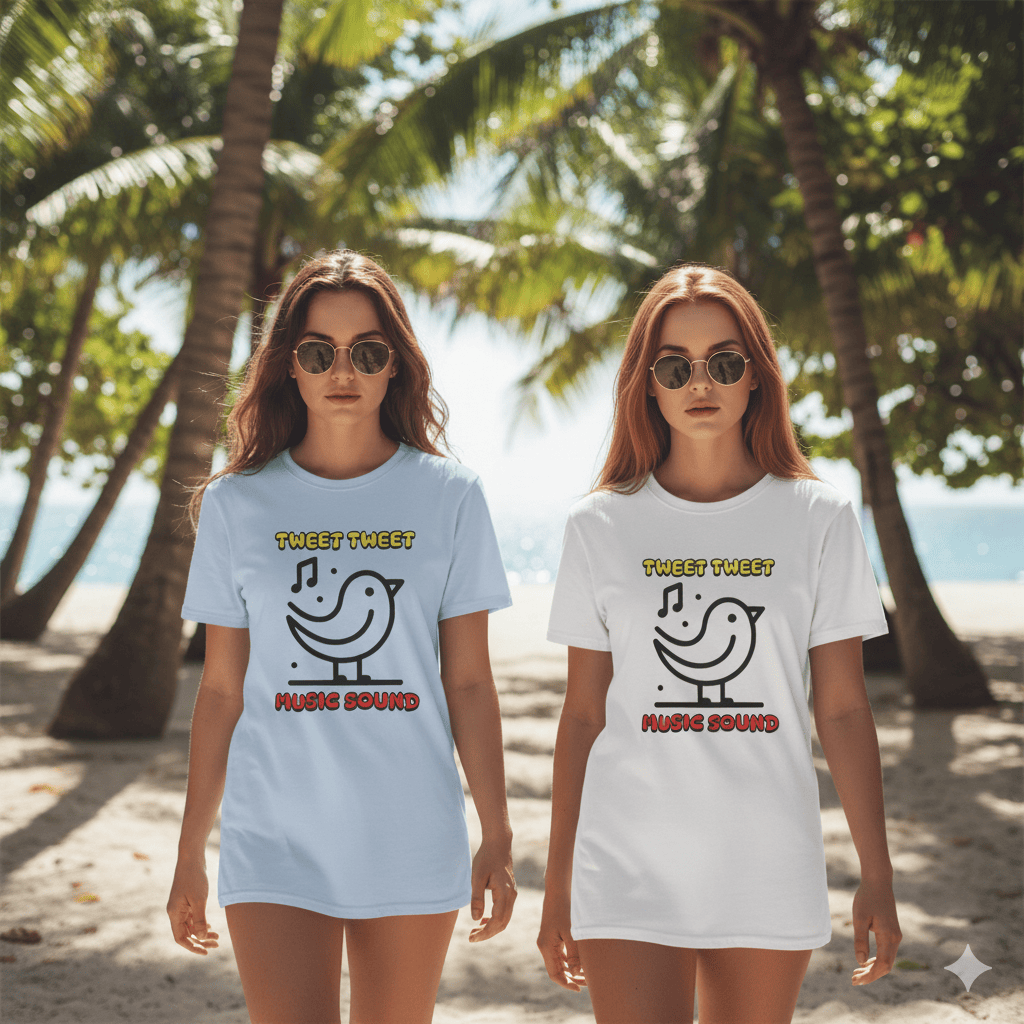 Tweet Tweet Music Sound t-shirt with birds and musical notes design