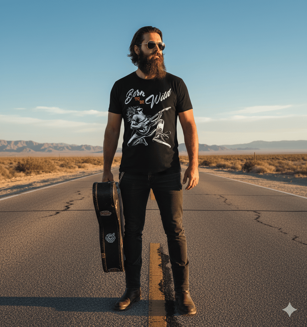 Born to Be Wild rock t-shirt with classic music anthem and freedom design
