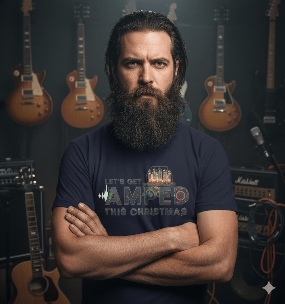 Amped Christmas T-Shirt - Rock Music Holiday Tee