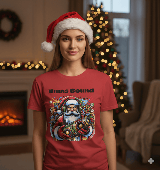 Xmas Sound unisex t-shirt with festive holiday music and Christmas celebration design