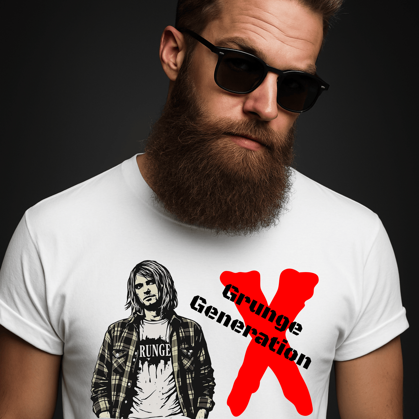 Grunge Generation retro t-shirt with Cobain-inspired vintage design
