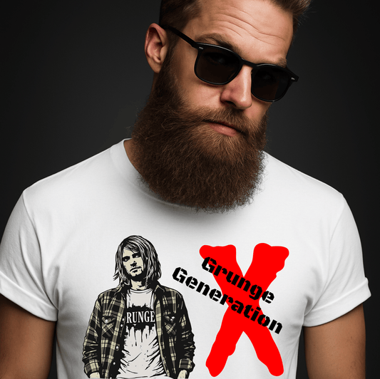 Grunge Generation retro t-shirt with Cobain-inspired vintage design
