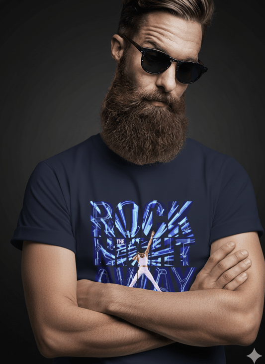 Rock the Night Away retro concert graphic t-shirt design