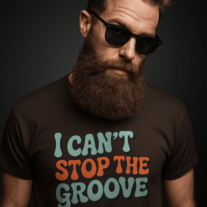 I Can't Stop The Groove retro 70s music graphic t-shirt
