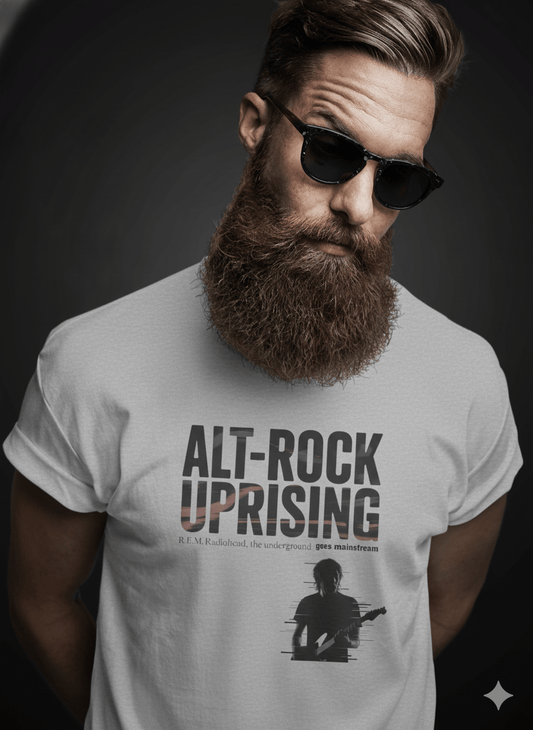 Alt-Rock Uprising t-shirt with guitar silhouette band design