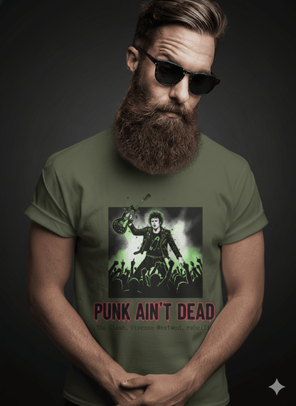 Punk Ain't Dead retro punk rock graphic t-shirt design