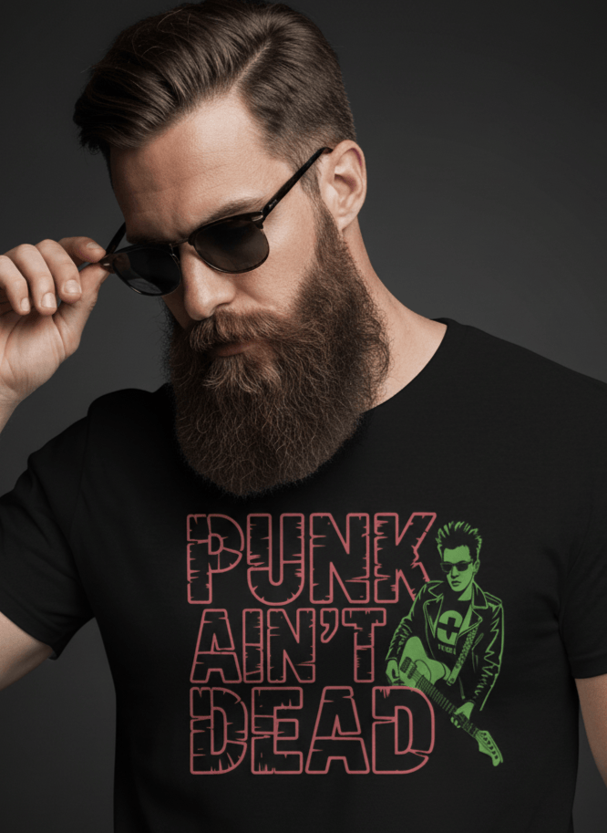 Punk Ain't Dead retro punk rock graphic t-shirt design