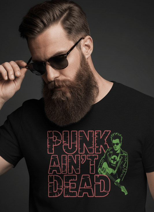 Punk Ain't Dead retro punk rock graphic t-shirt design
