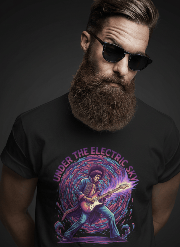 Under the Electric Sky retro Jimmy rock guitarist t-shirt