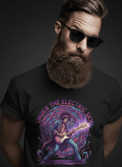 Under the Electric Sky retro Jimmy rock guitarist t-shirt