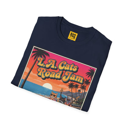L.A. Cats Road Jam T-Shirt - Vintage Cat Lover Tee