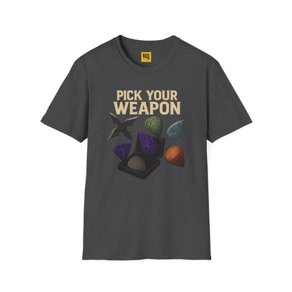Pick Your Weapon T-Shirt - Guitar Choice
