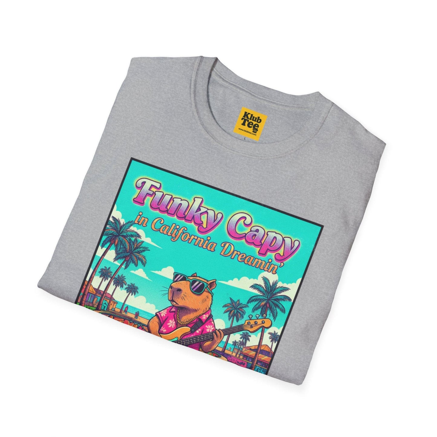 Funky Capybara Vibes T-Shirt - Retro Beach Skateboard Tee