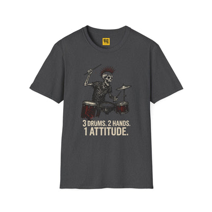 Rockin' Skeleton Drummer T-Shirt - Attitude Design