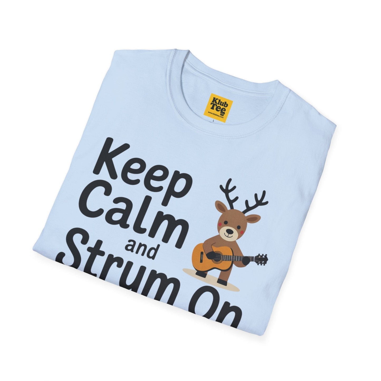Keep Calm and Strum On Christmas T-Shirt - Reindeer