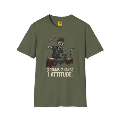 Rockin' Skeleton Drummer T-Shirt - Attitude Design