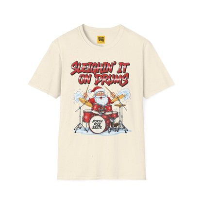 Sleighin' It on Drums T-Shirt - Christmas Drummer