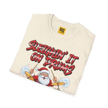 Sleighin' It on Drums T-Shirt - Christmas Drummer