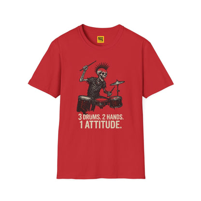 Rockin' Skeleton Drummer T-Shirt - Attitude Design