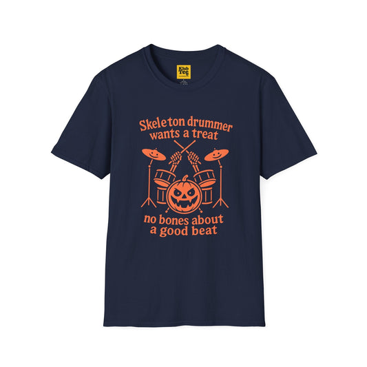 Halloween Skeleton Drummer T-Shirt - Spooky Musician