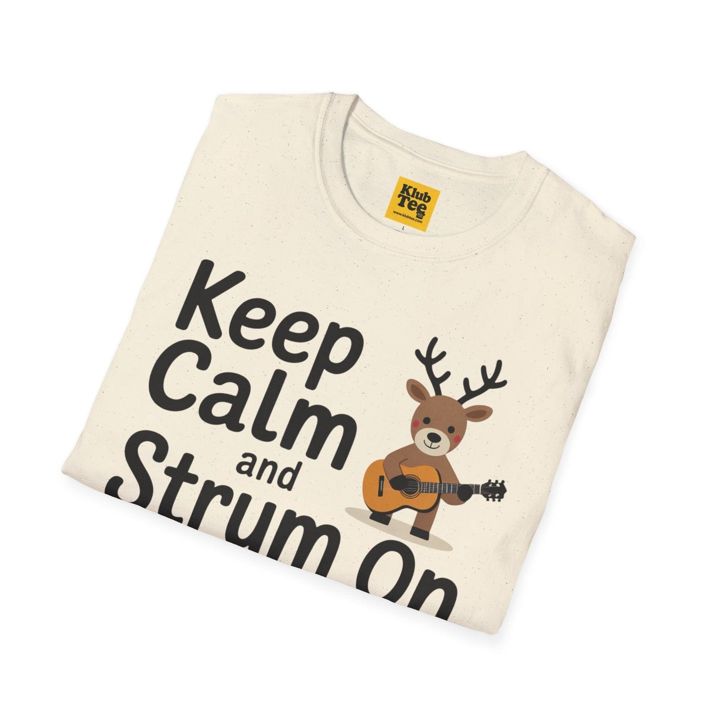 Keep Calm and Strum On Christmas T-Shirt - Reindeer