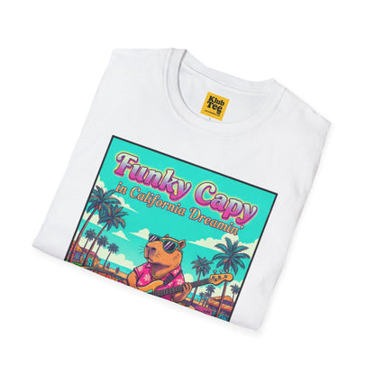 Funky Capybara Vibes T-Shirt - Retro Beach Skateboard Tee