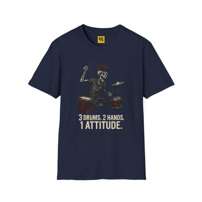 Rockin' Skeleton Drummer T-Shirt - Attitude Design
