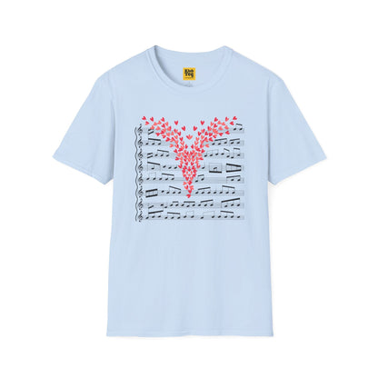 Love Music T-Shirt - Heart-Shaped Notes