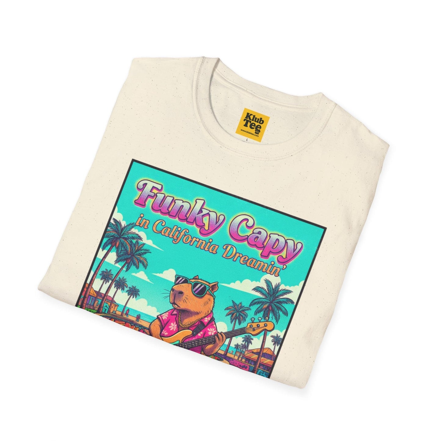 Funky Capybara Vibes T-Shirt - Retro Beach Skateboard Tee