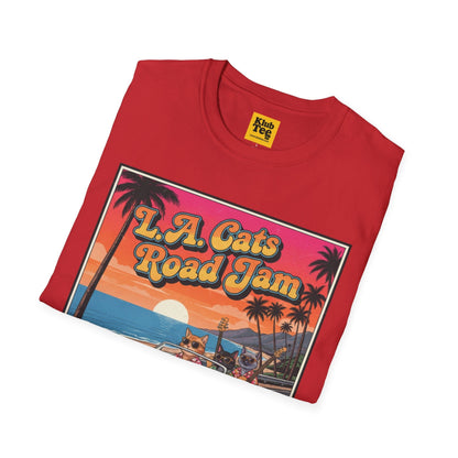 L.A. Cats Road Jam T-Shirt - Vintage Cat Lover Tee