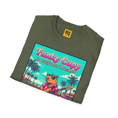 Funky Capybara Vibes T-Shirt - Retro Beach Skateboard Tee