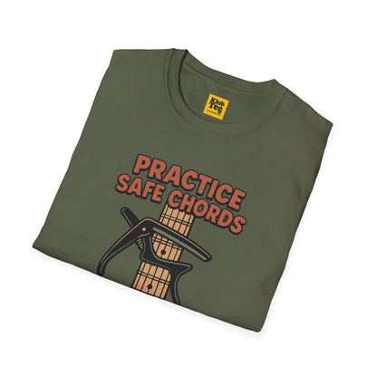 Practice Safe Chords T-Shirt - Guitar Humor