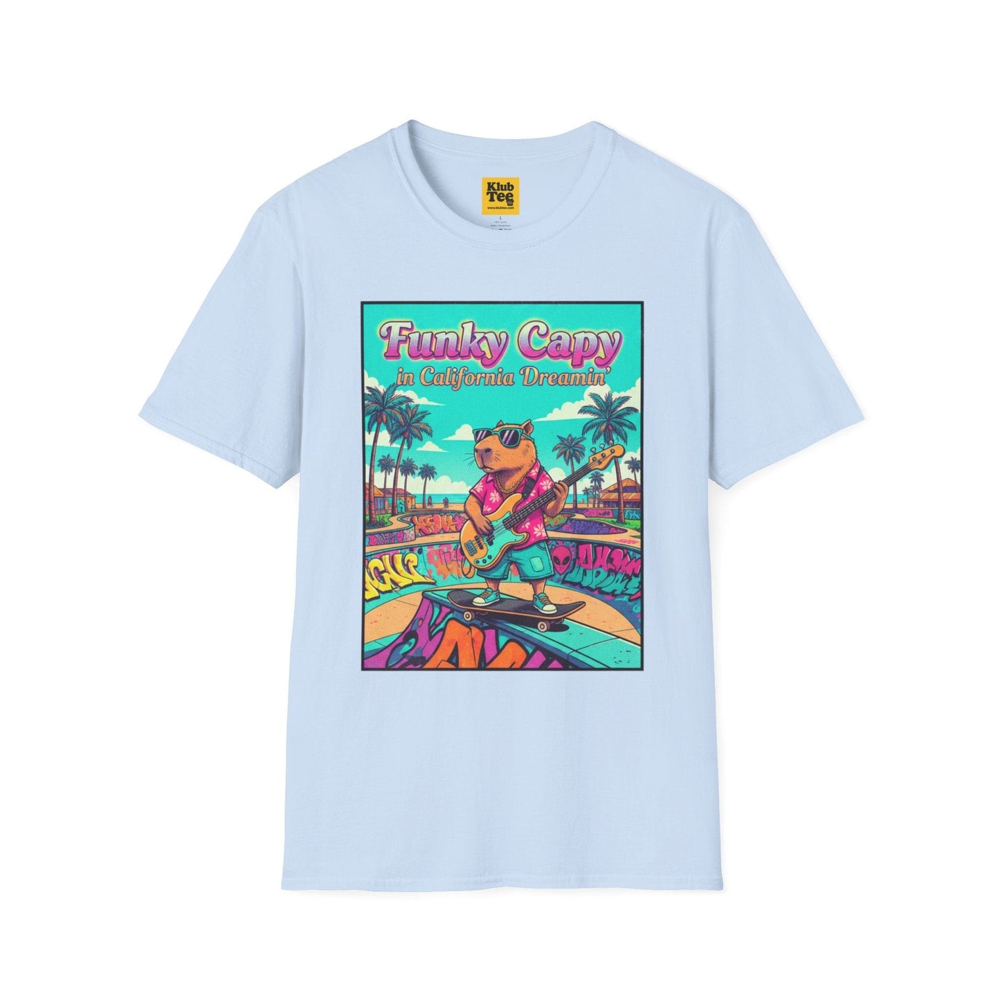 Funky Capybara Vibes T-Shirt - Retro Beach Skateboard Tee