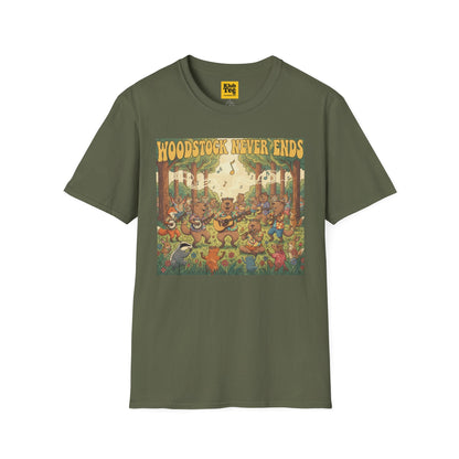 Woodstock Never Ends T-Shirt - Retro Peace Festival