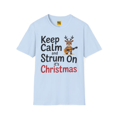 Keep Calm and Strum On Christmas T-Shirt - Reindeer